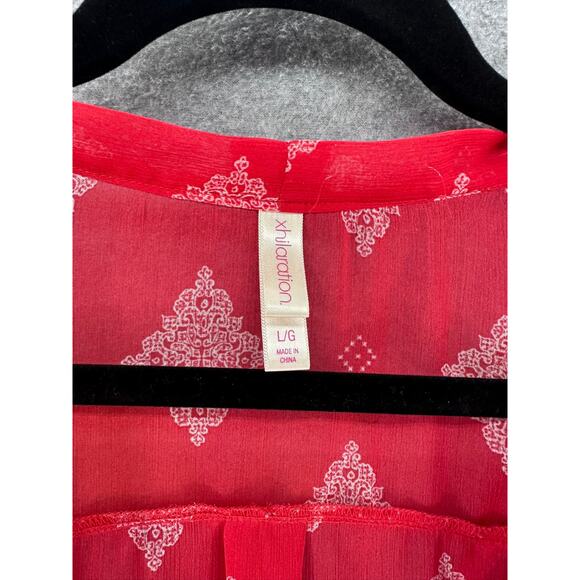 Xhilaration Juniors sz L (Women's M) Flowy Sheer Sleeveless Top July 4th Red - Picture 4 of 7